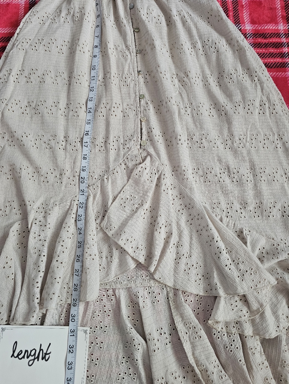 By Together Cream Eyelet High-Low Ruffle Maxi Skirt - Picture 6 of 7